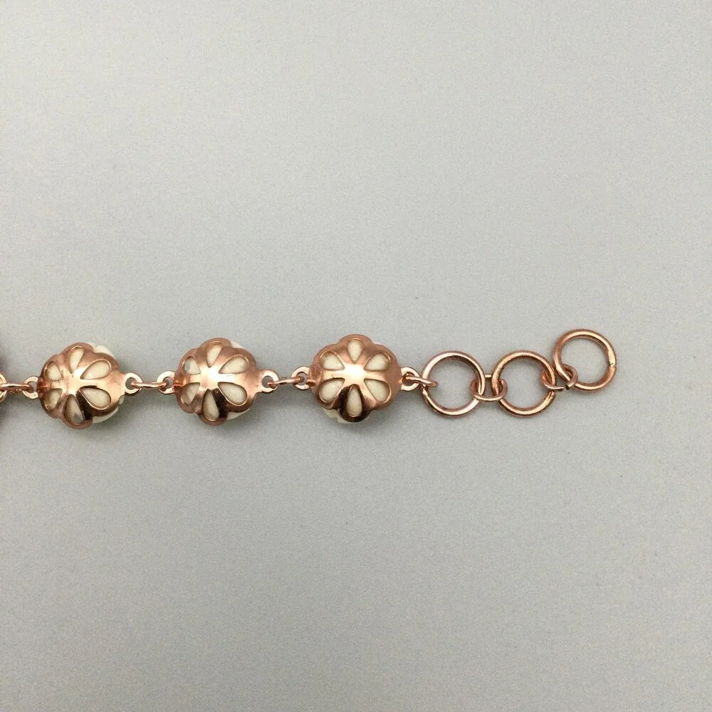 Strada Women Watch 29mm Rose Gold Dial Cream Rose Flower Bracelet New Battery 8